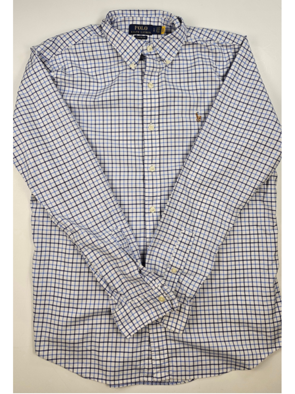 Polo Ralph Lauren Men’s Large Classic Fit Blue Plaid Button-Down Shirt Pony